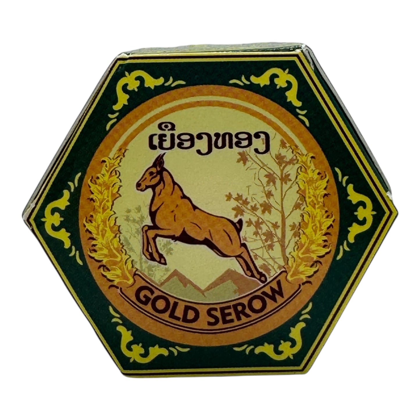 Gold Serow Laos Herbal Ointment Balm 50g (Green) Salve on Itchy Skin from Insect Bites and Tense Muscles
