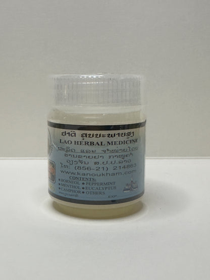 Jar of Lao Herbal Medicine Kanoukham Peppermint Massage Balm on a white background