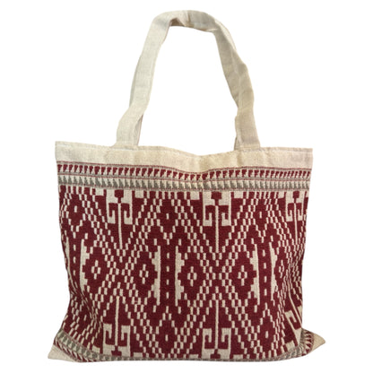Luang Prabang Diamond Motif Hand Embroidery Handcrafted Red Beige Bag