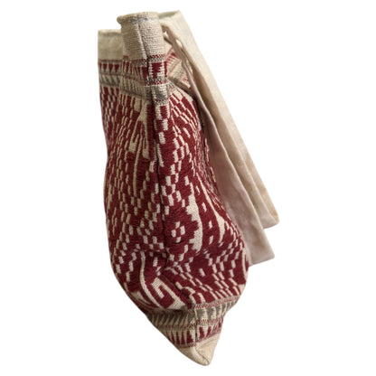 Luang Prabang Diamond Motif Hand Embroidery Handcrafted Red Beige Bag