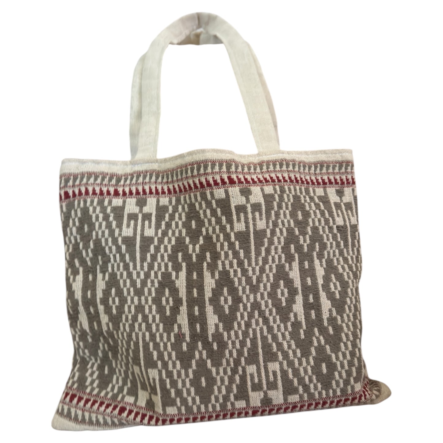 Luang Prabang Diamond Motif Hand Embroidery Handcrafted Silver Beige Bag