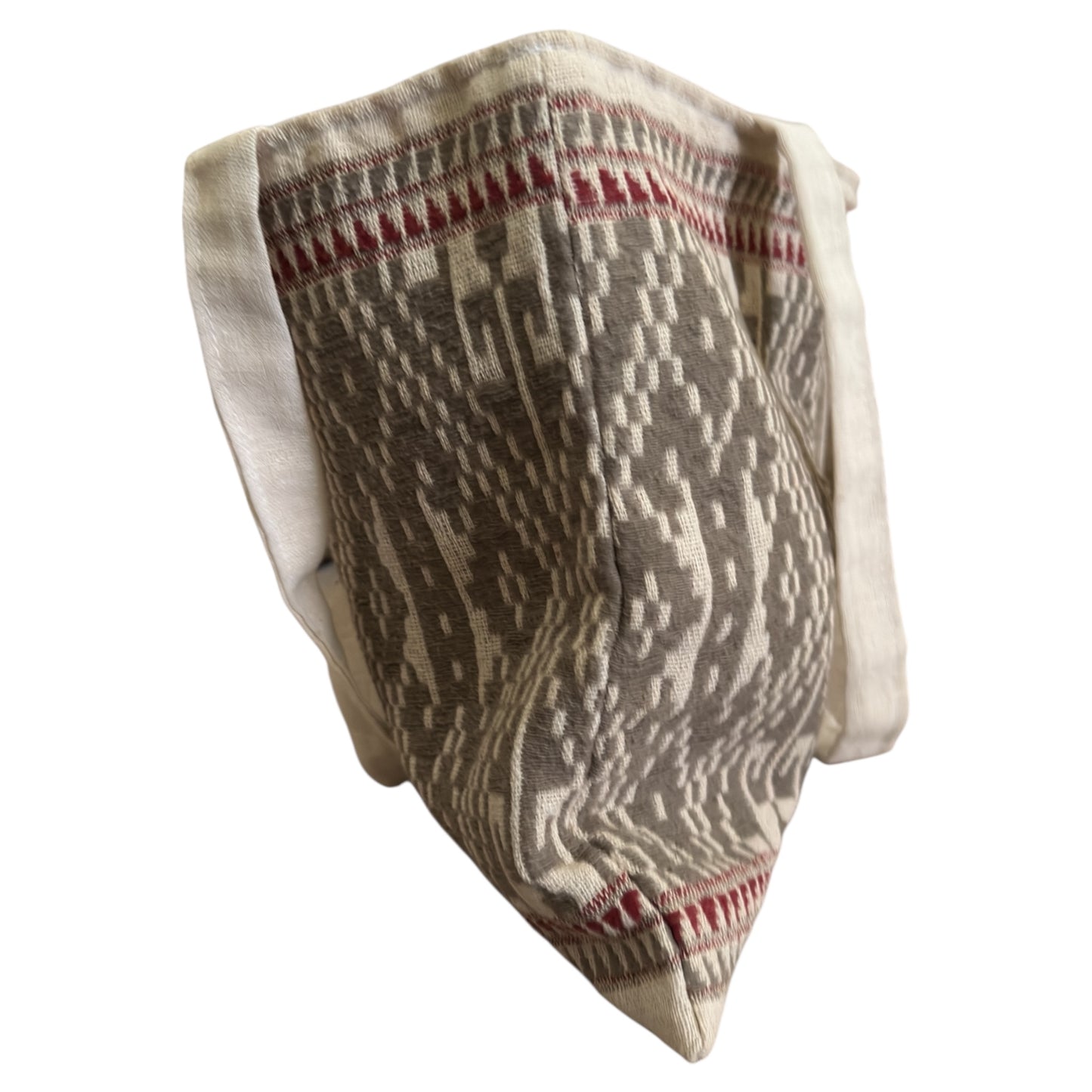 Luang Prabang Diamond Motif Hand Embroidery Handcrafted Silver Beige Bag