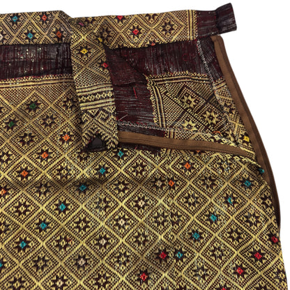 Vintage Laos Gold Diamond Motif Design Silk Skirt
