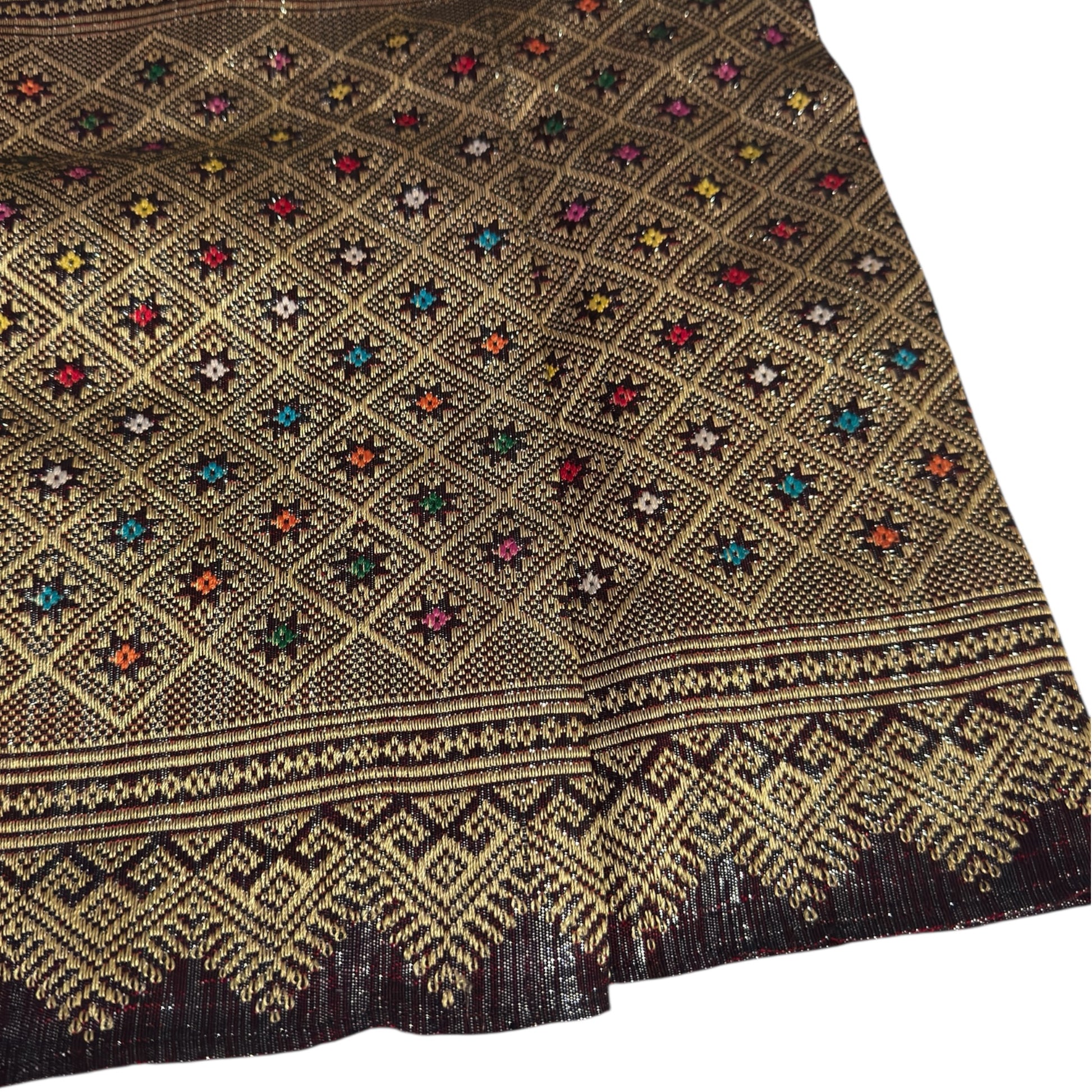 Hem Up Close Vintage Gold Laos Silk