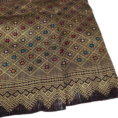 Hem Up Close Vintage Gold Laos Silk
