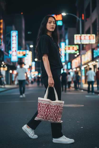 asia lifestyle diamond motif red luang prabang fashion bag