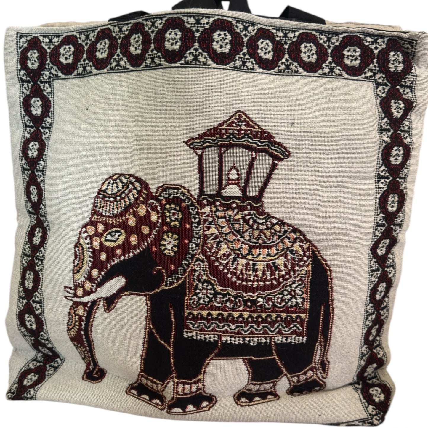 front laos elephant tote bag
