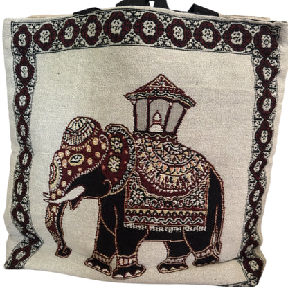 front laos elephant tote bag