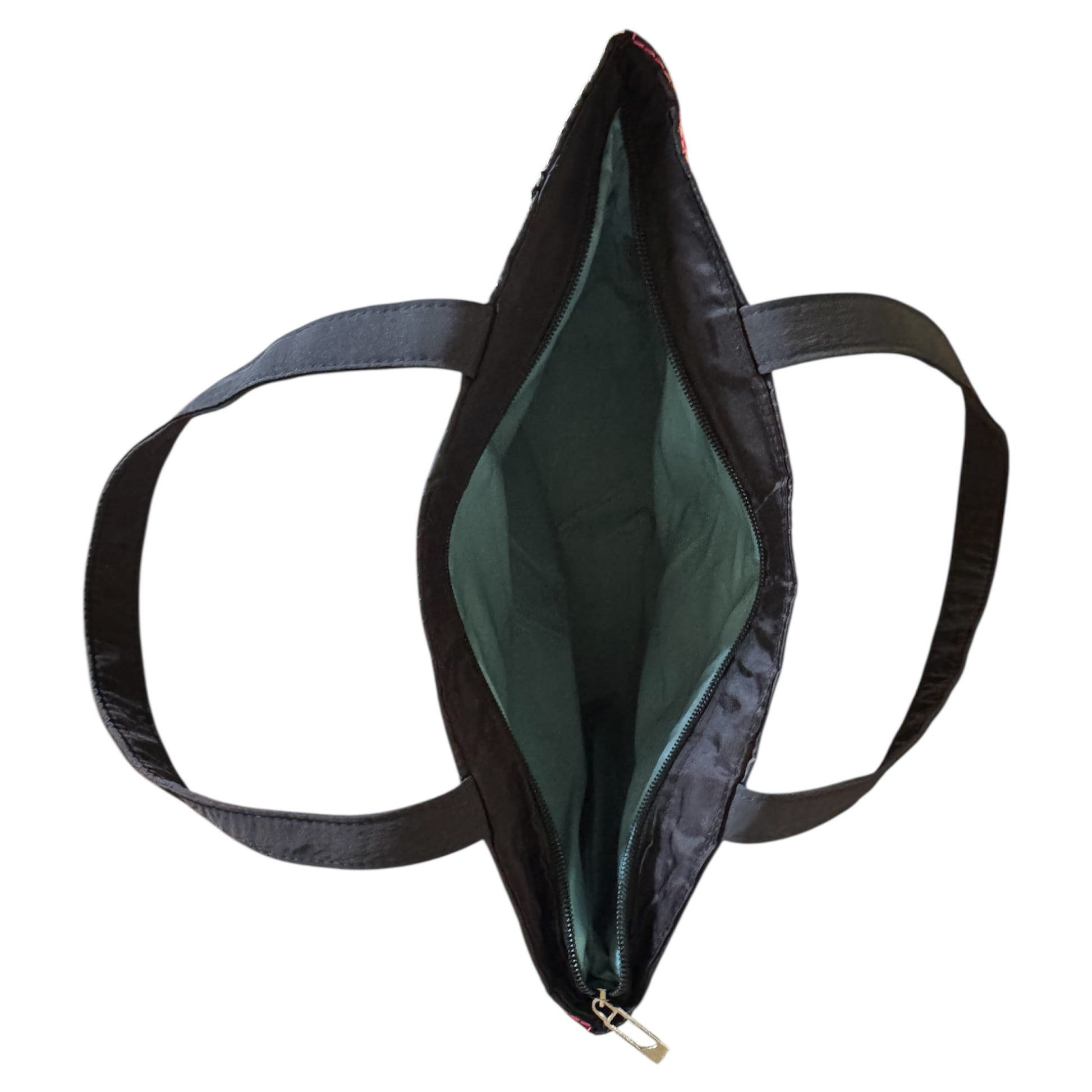 luang prabang mandala blue interior zipper closure hand bag